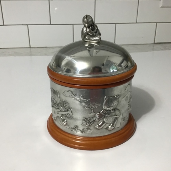 VTG Royal Selangor Pewter Wood Teddy Bear Music Box - Picture 2 of 7